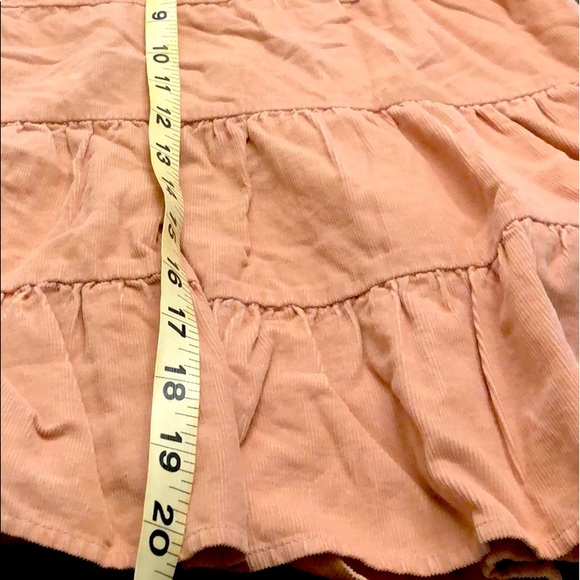 American Eagle Size 2 PINK Corduroy Flare Pleated Skirt w/Floral Lace Up On Back - Picture 5 of 6